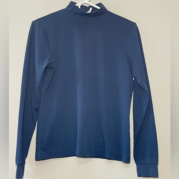 LL Bean Mock Turtle Neck Size Small Medium Blue Women’s - Picture 1 of 7